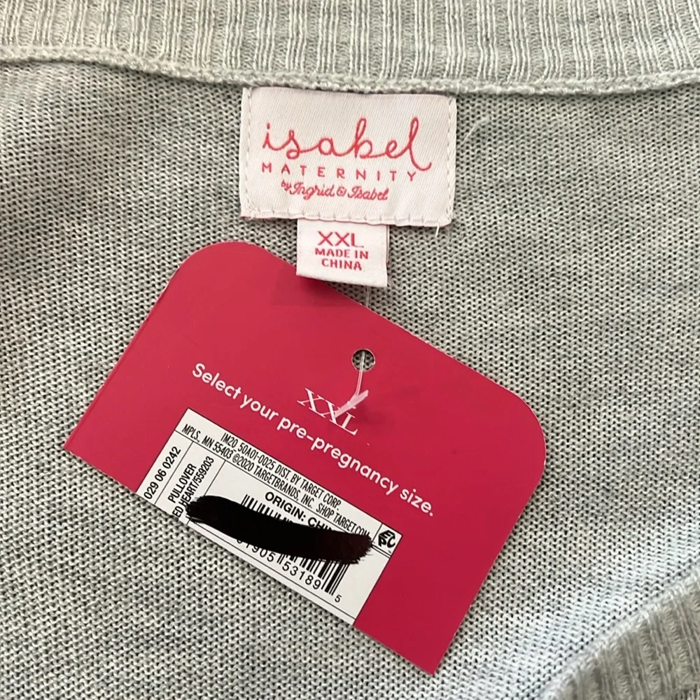 NEW! Isabel Maternity by Ingrid & Isabel side ruched crew neck heart sweater - Picture 3 of 4